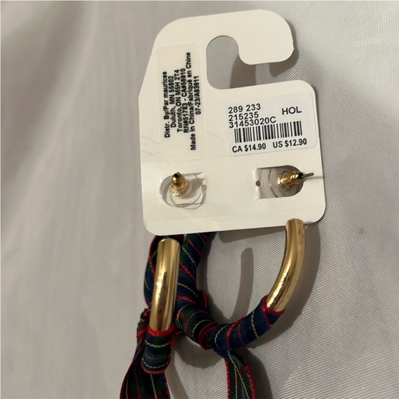 “Bundle 10 for $13” Maurice’s gold tone hoop ribbon bow plaid fashion earrings - Picture 3 of 3